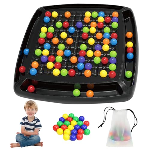 AZURAOKEY 2024 Neues Intellektuelles Schachbrett Doppelduell, 120 Stück Brettspiel Kugeln,Elimination Brettspiel, Rainbow Ball Brettspiel, Schachbrett Bunte Kugeln für Kinder und Erwachsene von AZURAOKEY