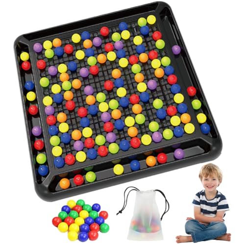 AZURAOKEY 2024 Neues Intellektuelles Schachbrett Doppelduell, 168 Stück Brettspiel Kugeln,Elimination Brettspiel, Rainbow Ball Brettspiel, Schachbrett Bunte Kugeln für Kinder und Erwachsene von AZURAOKEY