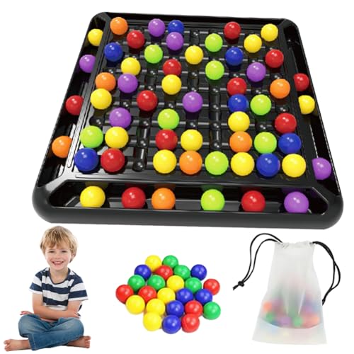 AZURAOKEY 2024 Neues Intellektuelles Schachbrett Doppelduell, 80 Stück Brettspiel Kugeln,Elimination Brettspiel, Rainbow Ball Brettspiel, Schachbrett Bunte Kugeln für Kinder und Erwachsene von AZURAOKEY