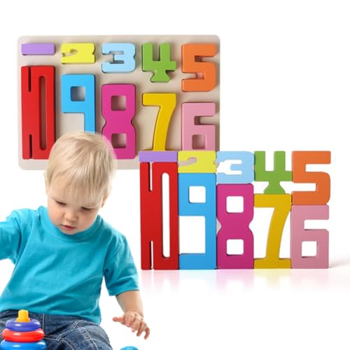 AZURAOKEY Zahlenbausteine,Holz Zahlen,Holz Zahlenblock Spielzeug Set for Kinder, Montessori Spielzeug, Balance-Wettbewerbsspielzeug, for Jungen und Mädchen von AZURAOKEY