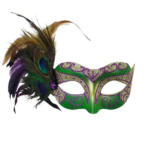 AaaozKjie Karneval Maske Elegante Kostüm Venezianische Maske Damen mit Feder, Vintage Cosplay Party Maske Fasching Retro Maskenball Maske von AaaozKjie