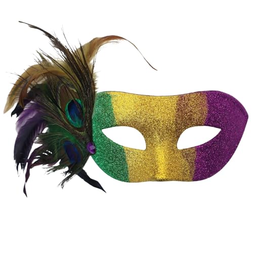 AaaozKjie Karneval Maske Elegante Kostüm Venezianische Maske Damen mit Feder, Vintage Cosplay Party Maske Fasching Retro Maskenball Maske von AaaozKjie