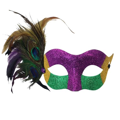 AaaozKjie Karneval Maske Elegante Kostüm Venezianische Maske Damen mit Feder, Vintage Cosplay Party Maske Fasching Retro Maskenball Maske von AaaozKjie