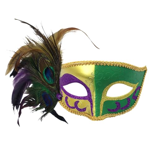 AaaozKjie Karneval Maske Elegante Kostüm Venezianische Maske Damen mit Feder, Vintage Cosplay Party Maske Fasching Retro Maskenball Maske von AaaozKjie