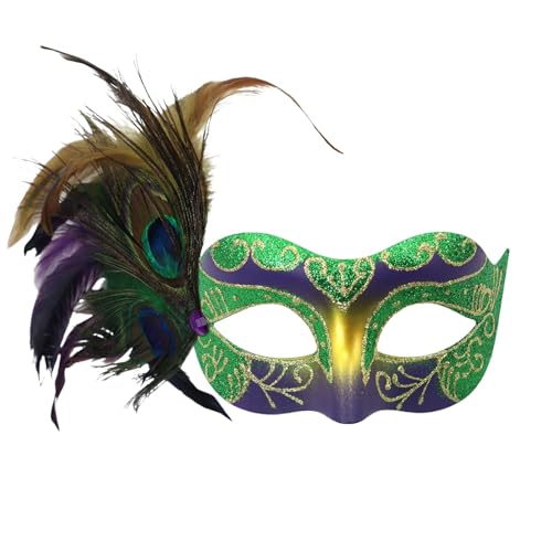 AaaozKjie Karneval Maske Elegante Kostüm Venezianische Maske Damen mit Feder, Vintage Cosplay Party Maske Fasching Retro Maskenball Maske von AaaozKjie