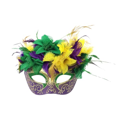 AaaozKjie Maske Fasching mit Make-up, Tanz, bemalt mit Goldpulver, Venezianische Maske Damen Retro Elegante Kostüm Karneval Maske Maskerade Maskenball von AaaozKjie