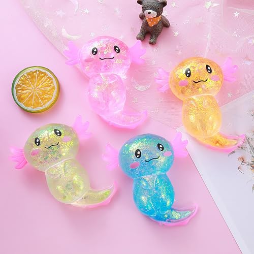 AaaozKjie Stressbälle für Kinder, matschiger Zuckerball, sensorisches Zappelspielzeug, Salamander-Tiere-Spielzeug, Axolotl-Geschenke, Partygeschenke, Stressball (A) von AaaozKjie