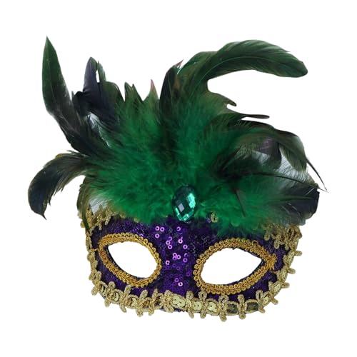 AaaozKjie Venezianische Maske Damen Elegante Kostüm Karneval Maske mit Feder, Vintage Cosplay Party Maske Fasching Retro Maskerade Maske von AaaozKjie