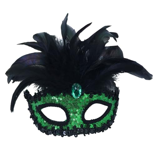 AaaozKjie Venezianische Maske Damen Elegante Kostüm Karneval Maske mit Feder, Vintage Cosplay Party Maske Fasching Retro Maskerade Maske von AaaozKjie