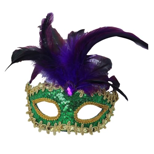 AaaozKjie Venezianische Maske Damen Elegante Kostüm Karneval Maske mit Feder, Vintage Cosplay Party Maske Fasching Retro Maskerade Maske von AaaozKjie