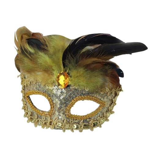 AaaozKjie Venezianische Maske Damen Elegante Kostüm Karneval Maske mit Feder, Vintage Cosplay Party Maske Fasching Retro Maskerade Maske von AaaozKjie