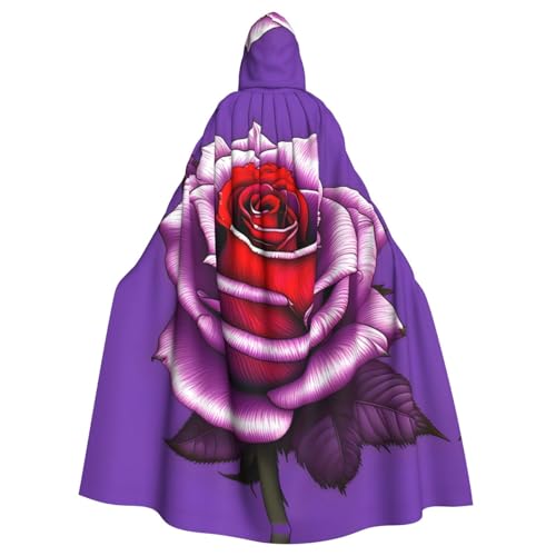 Aakdgd Fuchsia-Rosen-Aufdruck, Halloween-Umhang mit Kapuze für Erwachsene, für Kostümpartys und Themenveranstaltungen von Aakdgd