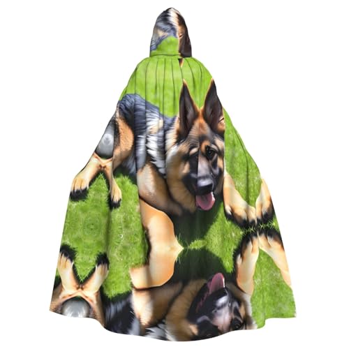 Aakdgd Happy German Shepherd Prints Halloween Erwachsene Kapuzenumhang für Kostümpartys und Themenveranstaltungen von Aakdgd