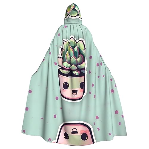 Aakdgd Smiling Succulents Prints Halloween Adult Hooded Cloak for Costume Parties and Theme Events von Aakdgd