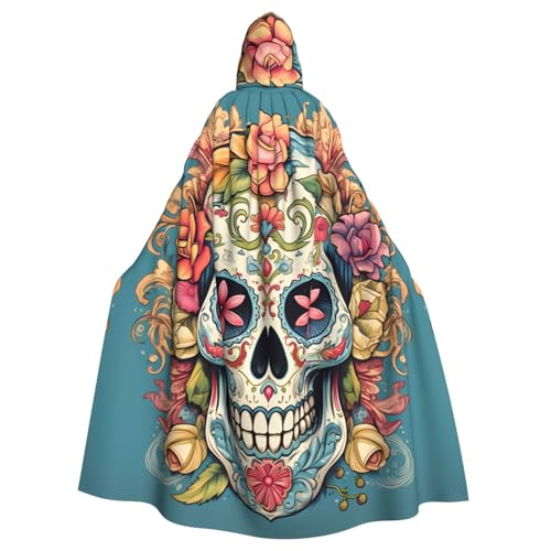 Aakdgd Sugar Skull Print Prints Halloween Erwachsene Kapuzenumhang für Kostümpartys und Themenveranstaltungen von Aakdgd