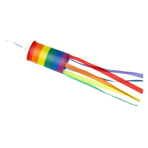 Aaoehiewp 40 Zoll Regenbogen Windsack Helle Bunte Gestreifte Windsack Garten Dekoration Flagge Regenbogen Langer Schwanz von Aaoehiewp