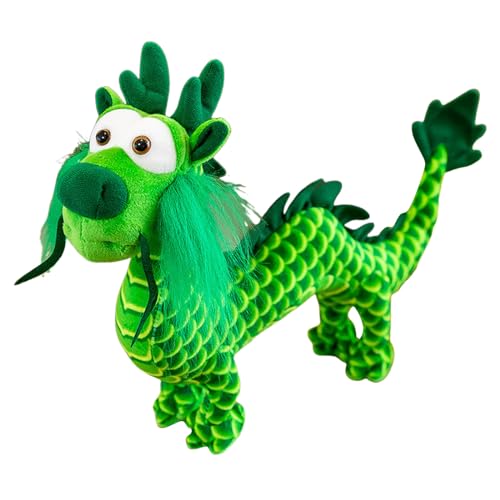 Aaoehiewp Chinesische Drachen Plüsch Puppe 2024 Jahr des Drachen Maskottchen Drachen gefülltes Tier stehende Statue Tischplatte Ornament für chinesisches Neujahr Drachen Plüsch Puppe Dekoration von Aaoehiewp