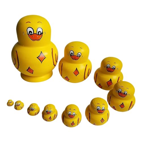 Aaoehiewp Ente Nesting Puppen Set Von 10pcs Matryoshka Puppen Ostern Nesting Puppen Nette Tier Matryoshka Stapeln Puppen Home Decor Matryoshka von Aaoehiewp