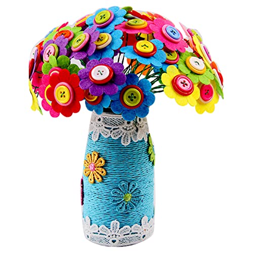 Aaoehiewp Flower Craft Kit Für Kinder Machen Sie Ihre eigenen Blumenstrauß Mit Knöpfen Und Blumen DIY Vase Kunst Und Handwerk Für Kinder von Aaoehiewp