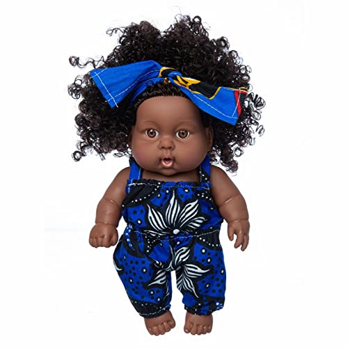 Aaoehiewp Schwarze afrikanische Puppe Schwarze Mädchen-Puppe Afrikanisches Mädchen mit neuem Locker Puppe Realistisches Mädchen Schwarzes Vinyl Baby Spielzeug Home Activity Rollenspiel von Aaoehiewp