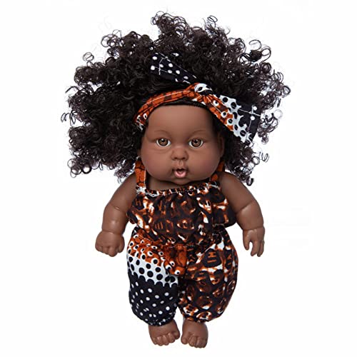 Aaoehiewp Schwarze afrikanische Puppe Schwarze Mädchen-Puppe Afrikanisches Mädchen mit neuem Locker Puppe Realistisches Mädchen Schwarzes Vinyl Baby Spielzeug Home Activity Rollenspiel von Aaoehiewp