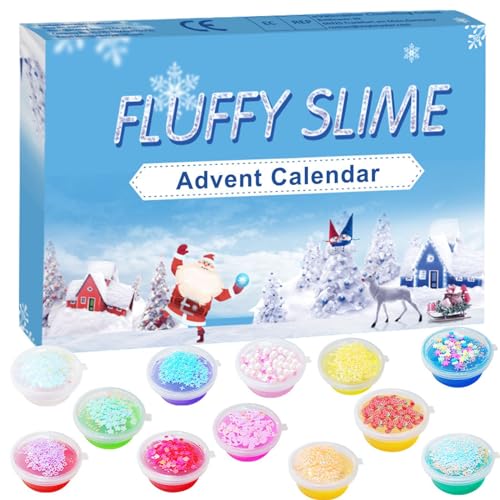 Aaoehiewp Weihnachten Countdown Box Weiche Gelee Nicht Klebende vorgefertigte klare Kristall DIY Baumwolle Schlamm Blase Kinder Geburtstag Für Mädchen Jungen von Aaoehiewp