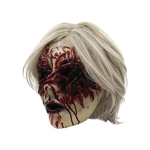 Halloween Kopfbedeckung Weibliche Kopfbedeckung Horror Alien Weiß Haired Weibliche Teufel Kopfbedeckung Teufel Kopfbedeckung Gruselige Halloween Kostüm Party Horror Teufel Cosplay Party Requisiten von Aaoehiewp