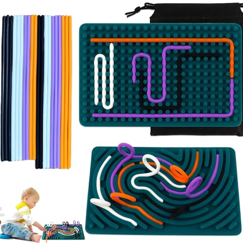 Sensorik Activity Board, Sensorisches Spielzeug, Sensory Play, Activity Board Zubehör, Silicone Fidget Toy, Sensorik Spielzeug Activity Board Für Kinder, Mit Reisetasche & 20 Zubehör Schnüren von Aatpuss