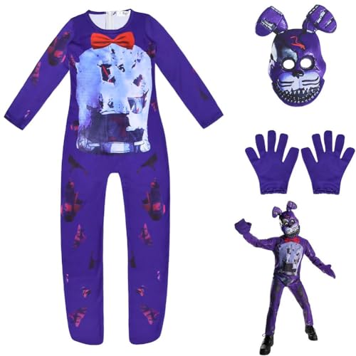 Aayahakawa Fnaf Horrorspiel Cosplay Einteiler Kostüm Kollektion Cosplay Kostüm Halloween Bühnenanzug (B, 120) von Aayahakawa