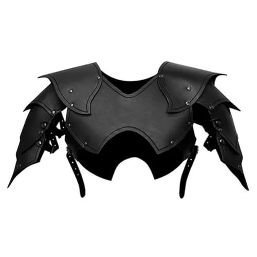 Aayahakawa Herren Mittelalter Kostüm Schulter Rüstung Gothic Körper Brust PU Leder Nieten Schulterpanzer Cosplay Bühnenkostüm Rüstung Requisiten (Schwarz, Einheitsgröße) von Aayahakawa