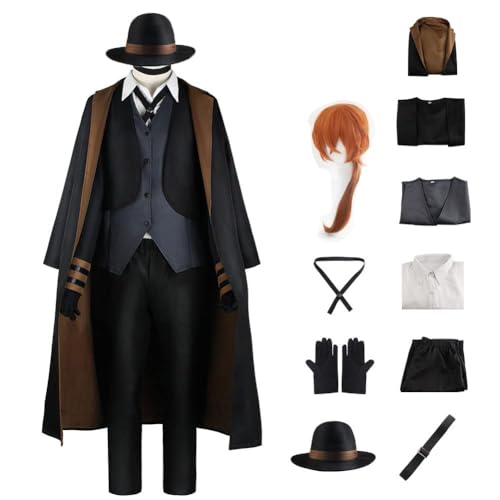 Bungo Stray Dogs Cosplay Bungo Stray Dogs Anime Charakter Cosplay Kostüm Sammlung Uniformen Komplettes Set Halloween Karneval Party Kostüme Geschenke für Fans (D, 3XL) von Aayahakawa