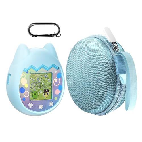 Hartschale und Silikonabdeckung für Tamagotchi Pix | kratzfeste Schutzhülle für interaktive virtuelle Haustierspielmaschine | kompatibel mit Tamagotchi Pix Aufbewahrungskoffer Zubehör (blau) von Aayahakawa