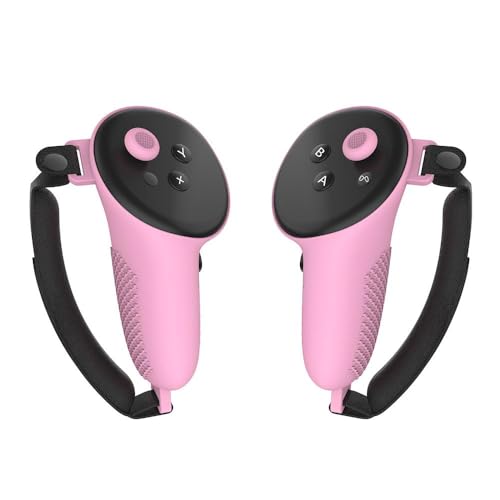 VR Controller Grips Cover For Meta Quest 3, Silicone Grip Cover for Meta Quest 3 Accessories Anti-Throw Handle Protective Sleeve with Adjustable Hand Strap (Pink) von Aayahakawa