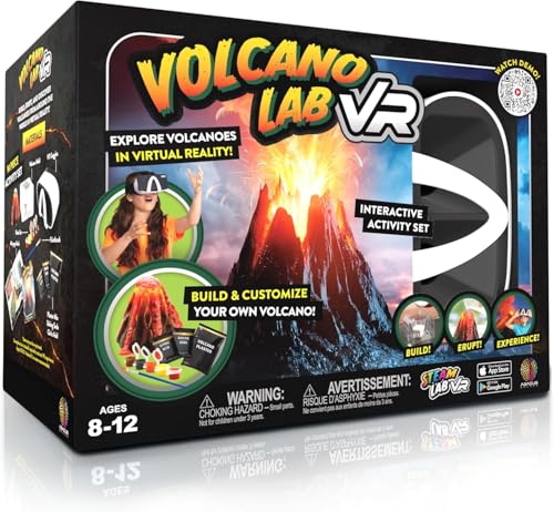 Abacus Brands STEAM Volcano Lab VR – Bauen und ausbrechen Sie Ihren eigenen Vulkan – Virtual Reality Kinder-Wissenschaftsset, Buch und interaktives Dampf-Lernaktivitäts-Set (spanische Version) von Abacus Brands