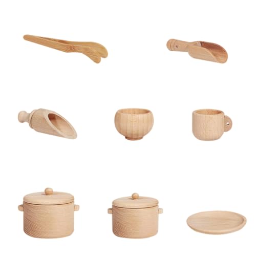 1 Set Holzgeschirr Set Servierutensilien Besteck Mini Kinderspielzeug Kleinkind Werkzeuge Holzgeschirr Praktisches Geschirr Spielhaus Werkzeug Geschirr Spielhaus Abaodam von Abaodam