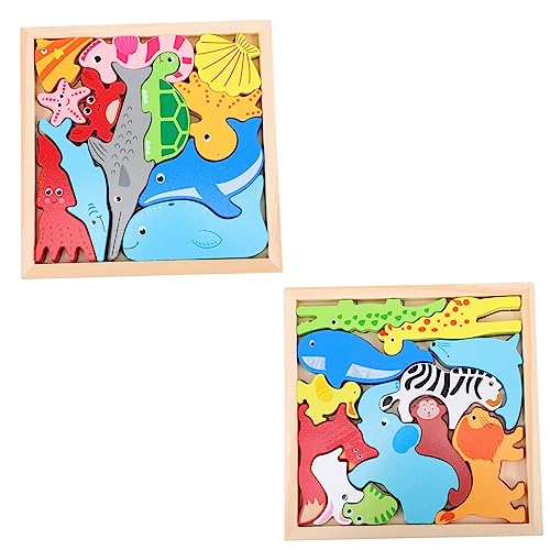 2 Sätze Holzpuzzle für Teiliges Tier Stapelspielzeug aus Hochwertigem Holz Fördert Kreativität und Motorik für Kleinkinder und Vorschulkinder 2 Sätze Holzpuzzle für Teiliges Tier Stapelspielzeug aus Hochwertigem Holz Fördert Kreativität und Motorik für Kleinkinder und Vorschulkinder von Abaodam