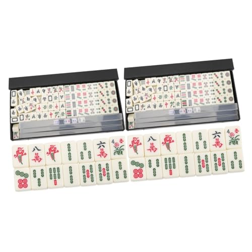 2 Sätze Mahjong-kit Chinesische Mahjong-fliese Männliches Spielzeug Reise-Mini-Mahjong Automatischer Dominozug Desktop-Spielzeug Requisiten Für Reisetischspiele Acryl- Abaodam von Abaodam