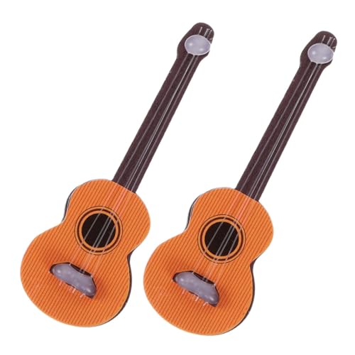 2 Stück Simulationsgitarre Minigitarre Modell Puppenhaus Musikinstrument Gitarre Desktop Ornament Puppenhauszubehör DIY Schmücken Simulation Musikinstrument Hellbraun Aus Holz Abaodam von Abaodam