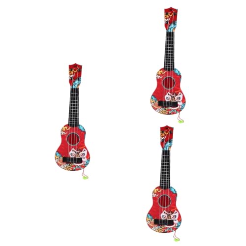 3St Gitarrenspielzeug für Kinder kindergitarre Gitarre für Kinder Musikinstrument für Kinder Partyspielzeug für Kinder Mini-Gitarre schöne Gitarre Ukulele zubehör Abs rot Abaodam von Abaodam