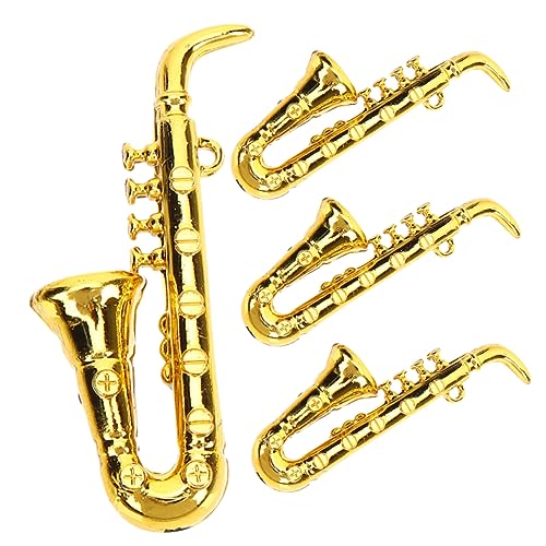 4 Stück Simuliertes Saxophon Miniaturspielzeug Trompete Miniatur Mini Gitarre Tenor Saxophon Miniatur Musikinstrument Miniatur Saxofon Modelle Miniatur Hausdekoration Abaodam von Abaodam