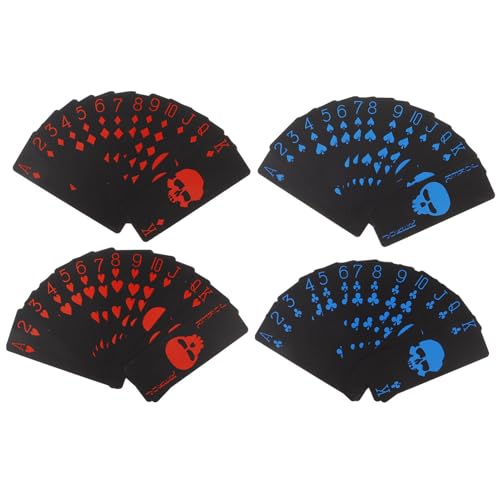 Abaodam 1 Deck wasserdichte Pokerkarten Schwarze PVC-Spielkarten Pokerkarten Mit Halloween- - Zaubertrick-Werkzeuge Für Partyspielzubehör von Abaodam