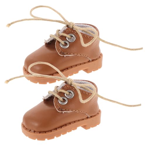 Abaodam 1 Paar Puppenlederschuhe Aus Baumwolle Amerikanische Puppenschuhe Babyschuhe Für Mädchen Miniaturpuppenschuhe Mini-kleiderschuhe Bjd Puppenschuhe Spielzeug Kunstleder Light Brown von Abaodam