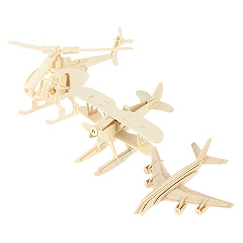 Abaodam 1 Satz 3 STK Flugzeugmodell bastelset basteln für bastelsets für D Puzzle Flugzeug-Modellbau Educational Toys Puzzlespielzeug 3D-Rätsel hölzern Khaki von Abaodam