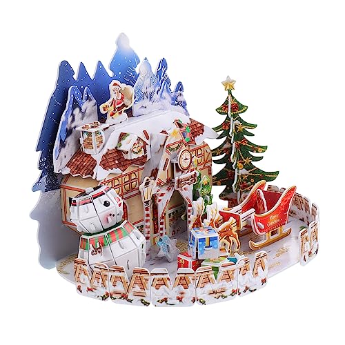 Abaodam 1 Satz 3D-Stereo-Puzzle Kinder Rätsel Spielzeug Für Kinder Weihnachtsfeierzubehör DIY Weihnachtshaus Puzzle 3D-Puzzle-hausmodell 3D-Puzzles Für Kinder Weihnachtshaus-Puzzle Papier von Abaodam