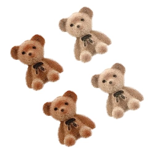 Abaodam 1 Satz 4St Beflockung Bär beflockte Bärenpuppe kleine Bärenpuppe Charms-Perlen Mini-Zubehör Plüsch ABC wickeltasche säckchen päckchen Minitiere Taschenzubehör DIY liefert von Abaodam