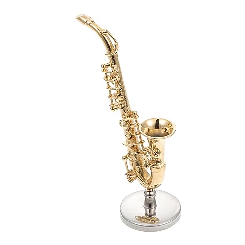 Abaodam 1 Satz Altsaxophon Musikinstrument Mini Saxophon Spielzeug Möbelzubehör Miniaturspielzeug Miniaturpuppe Saxophon Saxophon Miniatur Saxophonfigur Goldenes Metall von Abaodam