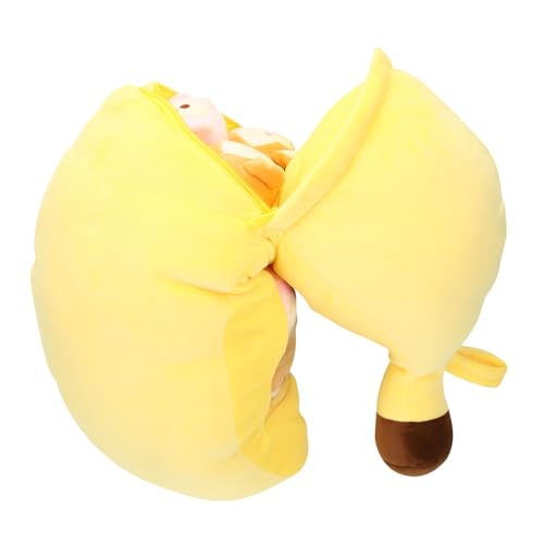 Abaodam 1 Satz Bananenkissen Hasenohren Plüsch Pole Abnehmbarer Reißverschluss Mini-Sprühflasche Zwerge kopfkissen Kuscheltiere für Mädchen Kuscheltiere für Erwachsene PP Baumwolle Yellow von Abaodam