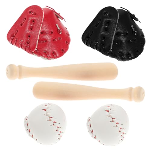 Abaodam 1 Satz Baseball-Modell Solider Baseballschläger Baseballhandschuh Griptape Vize-golfbälle Softball-handschuh Baseball-t-Shirt Für Miniatur-baseballschläger Grillenstümpfe Pu von Abaodam