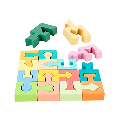 Abaodam 1 Satz Bausteine ​​Puzzle Lernblock Formen Vorschulgeometrie Vorschulrätsel Kinder Rätsel Vorschulspielzeug Für Den Unterricht Sortierer Für Babyformen Denksportblock Holz von Abaodam