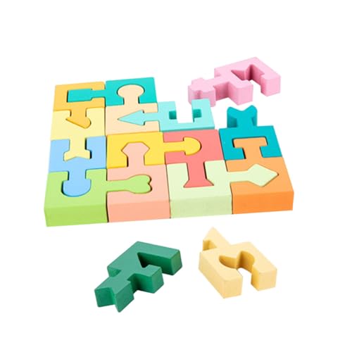 Abaodam 1 Satz Bausteine ​​Puzzle Vorschulgeometrie Lernblock Formen Denksportblock rätsel für spielzeuge für passendes Kindergeschenk Holz von Abaodam